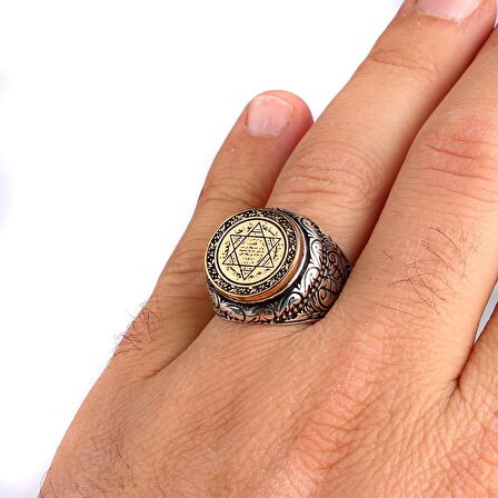 925 AYAR GÜMÜŞ HZ SÜLEYMAN MÜHRÜ ERKEK YÜZÜK