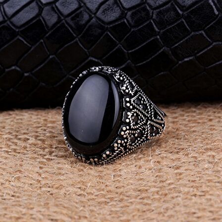 925 AYAR GÜMÜŞ ÇAKIL TAŞI MODEL ONİX TAŞLI YÜZÜK