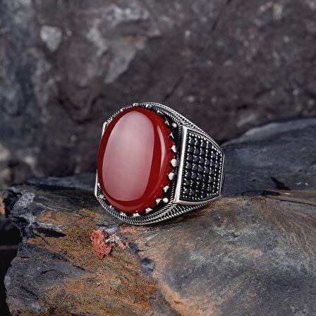 925 AYAR GÜMÜŞ OVAL MODEL AKİK VE MİKRO TAŞLI YÜZÜK