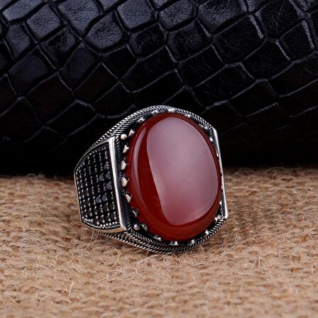 925 AYAR GÜMÜŞ OVAL MODEL AKİK VE MİKRO TAŞLI YÜZÜK