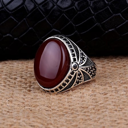 925 AYAR GÜMÜŞ OVAL MODEL AKİK TAŞLI YÜZÜK