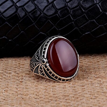 925 AYAR GÜMÜŞ OVAL MODEL AKİK TAŞLI YÜZÜK