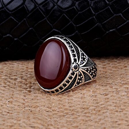 925 AYAR GÜMÜŞ OVAL MODEL AKİK TAŞLI YÜZÜK