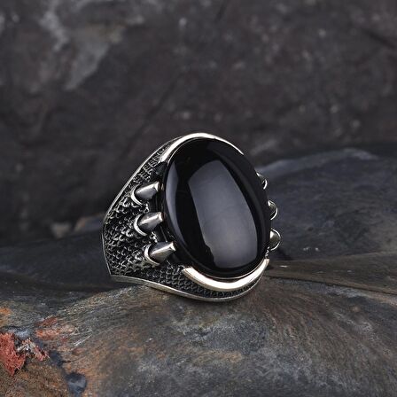 KARTAL PENÇELİ OVAL ONİX TAŞLI 925 AYAR GÜMÜŞ YÜZÜK