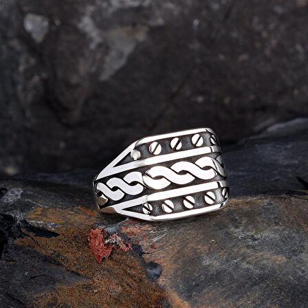 925 AYAR GÜMÜŞ ÖRGÜ MODEL ERKEK YÜZÜK