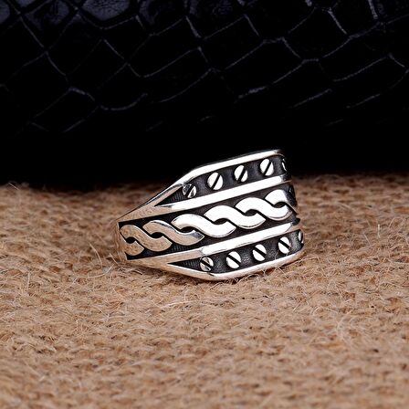 925 AYAR GÜMÜŞ ÖRGÜ MODEL ERKEK YÜZÜK