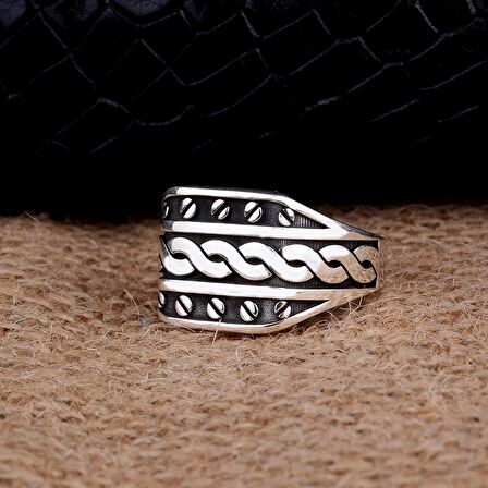 925 AYAR GÜMÜŞ ÖRGÜ MODEL ERKEK YÜZÜK