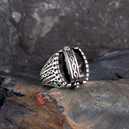 925 AYAR GÜMÜŞ AYYILDIZ MODEL ZİRKON TAŞLI ERKEK YÜZÜK