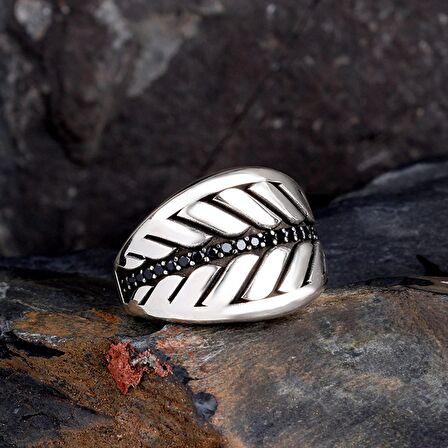 925 AYAR GÜMÜŞ MİKRO TAŞLI DAMLA MODEL ERKEK YÜZÜK