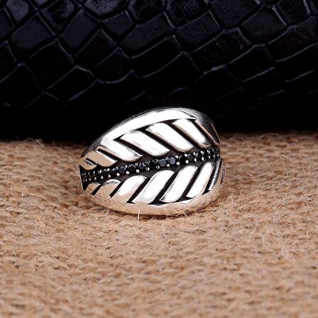 925 AYAR GÜMÜŞ MİKRO TAŞLI DAMLA MODEL ERKEK YÜZÜK