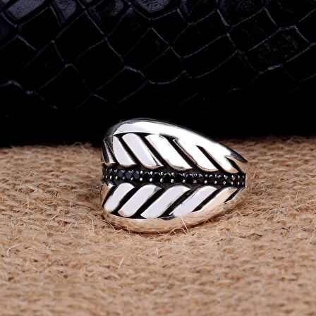 925 AYAR GÜMÜŞ MİKRO TAŞLI DAMLA MODEL ERKEK YÜZÜK