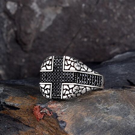 925 AYAR GÜMÜŞ MİKRO TAŞLI MODEL ERKEK YÜZÜK