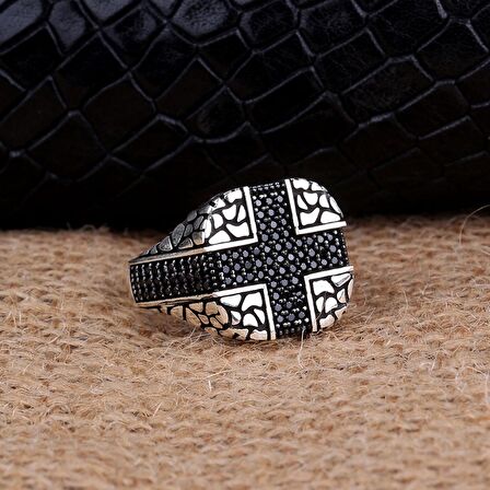 925 AYAR GÜMÜŞ MİKRO TAŞLI MODEL ERKEK YÜZÜK