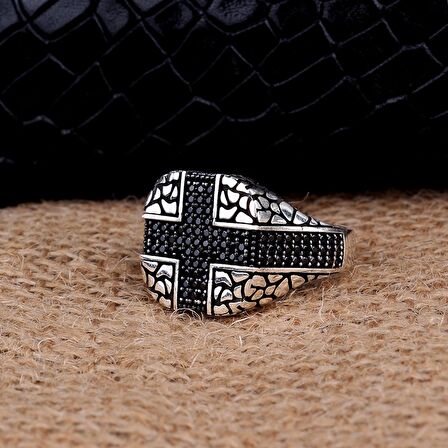 925 AYAR GÜMÜŞ MİKRO TAŞLI MODEL ERKEK YÜZÜK