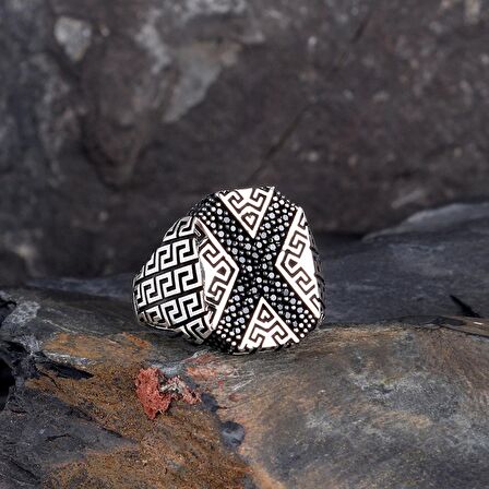 925 AYAR GÜMÜŞ MİKRO TAŞLI MODEL ERKEK YÜZÜK