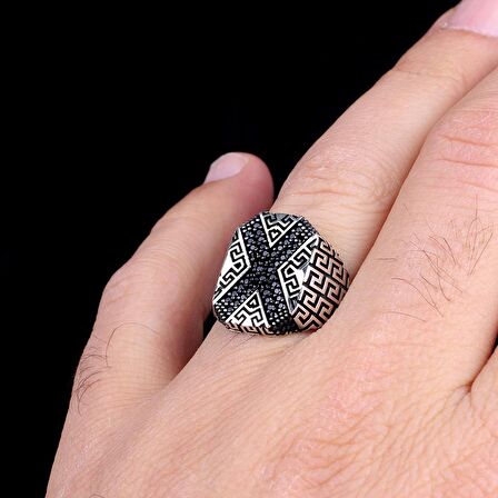 925 AYAR GÜMÜŞ MİKRO TAŞLI MODEL ERKEK YÜZÜK