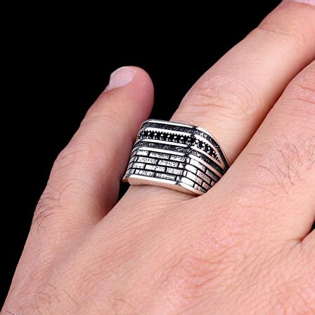 925 AYAR GÜMÜŞ MİKRO TAŞLI MODEL ERKEK YÜZÜK