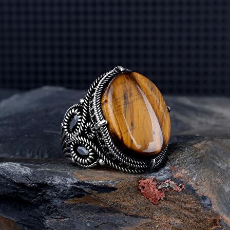 OVAL MODEL KAPLANGÖZÜ TAŞLI 925 AYAR GÜMÜŞ YÜZÜK