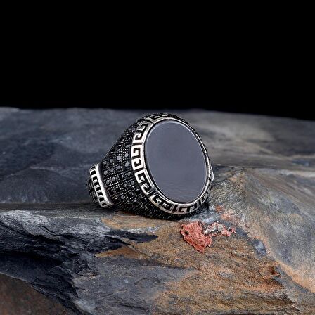 OVAL MODEL ONİX TAŞLI 925 AYAR GÜMÜŞ YÜZÜK