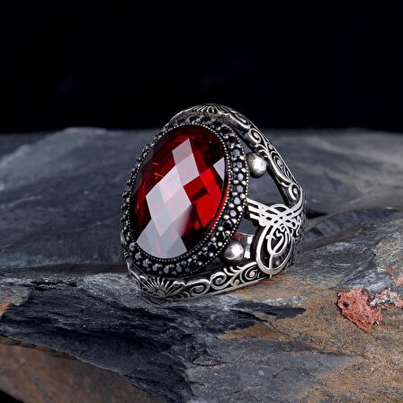 OVAL ZİRKON TAŞLI TUĞRA MODEL 925 AYAR GÜMÜŞ YÜZÜK