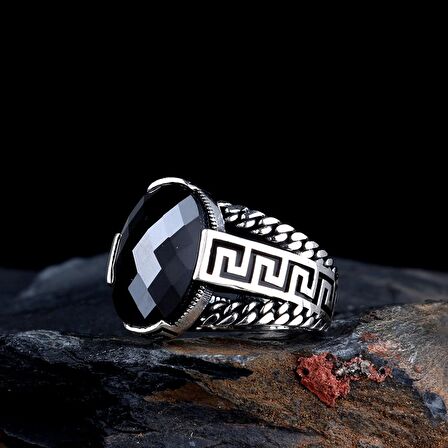 925 AYAR GÜMÜŞ OVAL ZİRKON TAŞLI ERKEK YÜZÜK