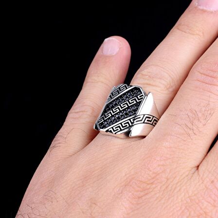 925 AYAR GÜMÜŞ MİKRO TAŞLI MODEL ERKEK YÜZÜK