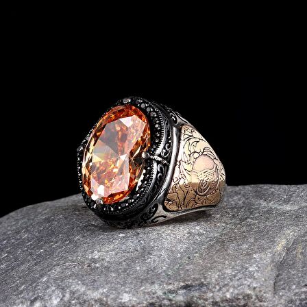 AYYILDIZ TUĞRA MODEL İŞLEMELİ ZİRKON TAŞLI 925 AYAR GÜMÜŞ YÜZÜK