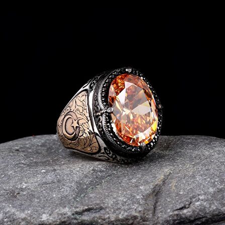 AYYILDIZ TUĞRA MODEL İŞLEMELİ ZİRKON TAŞLI 925 AYAR GÜMÜŞ YÜZÜK