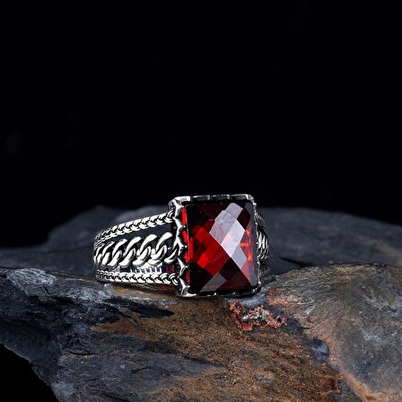 ZİRKON TAŞLI ÖRGÜ MODEL 925 AYAR GÜMÜŞ ERKEK YÜZÜK