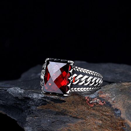 ZİRKON TAŞLI ÖRGÜ MODEL 925 AYAR GÜMÜŞ ERKEK YÜZÜK