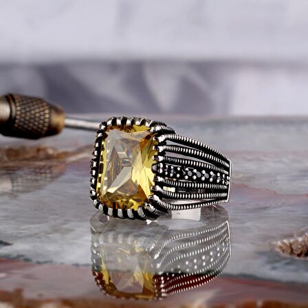 ZİRKON TAŞLI MODEL 925 AYAR GÜMÜŞ ERKEK YÜZÜK