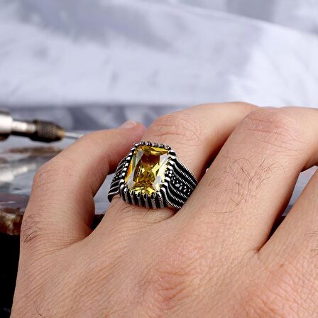 ZİRKON TAŞLI MODEL 925 AYAR GÜMÜŞ ERKEK YÜZÜK