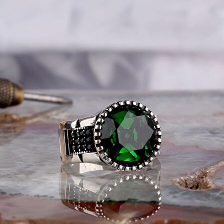 ZİRKON TAŞLI OVAL MODEL 925 AYAR GÜMÜŞ ERKEK YÜZÜK