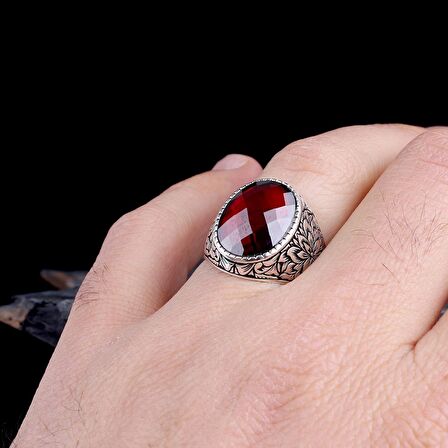 ZİRKON TAŞLI OVAL MODEL 925 AYAR GÜMÜŞ ERKEK YÜZÜK