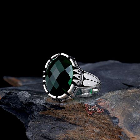 ZİRKON TAŞLI OVAL MODEL 925 AYAR GÜMÜŞ ERKEK YÜZÜK