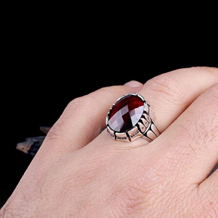 ZİRKON TAŞLI OVAL MODEL 925 AYAR GÜMÜŞ ERKEK YÜZÜK