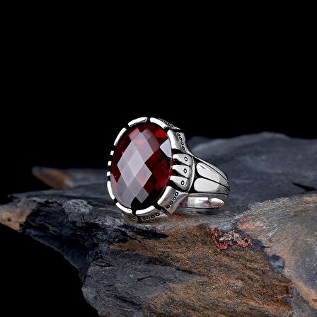 ZİRKON TAŞLI OVAL MODEL 925 AYAR GÜMÜŞ ERKEK YÜZÜK