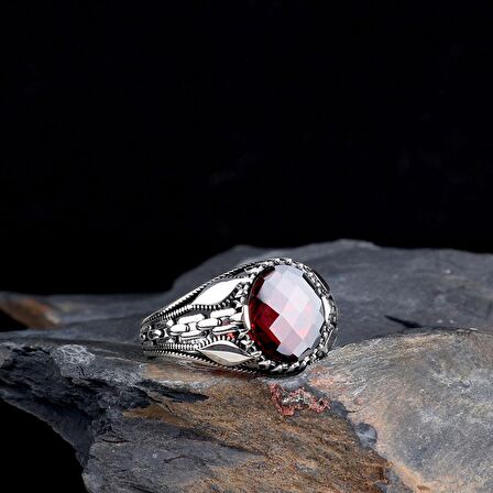 ZİRKON TAŞLI OVAL MODEL 925 AYAR GÜMÜŞ ERKEK YÜZÜK