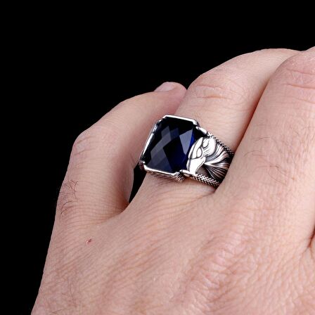 ZİRKON TAŞLI KARTAL MODEL 925 AYAR GÜMÜŞ ERKEK YÜZÜK