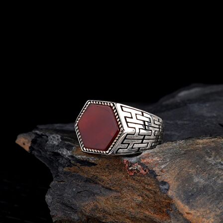 AKİK TAŞLI 925 AYAR GÜMÜŞ ERKEK YÜZÜK