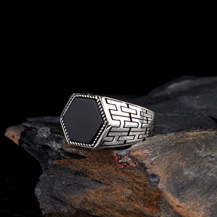 ONİX TAŞLI 925 AYAR GÜMÜŞ ERKEK YÜZÜK