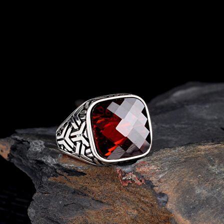 ZİRKON TAŞLI 925 AYAR GÜMÜŞ ERKEK YÜZÜK