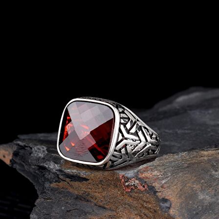 ZİRKON TAŞLI 925 AYAR GÜMÜŞ ERKEK YÜZÜK