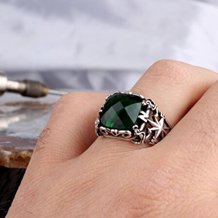 ZİRKON TAŞLI PUSULA MODEL 925 AYAR GÜMÜŞ ERKEK YÜZÜK