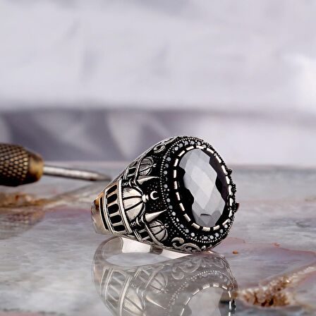 ZİRKON TAŞLI MİNARE MODEL 925 AYAR GÜMÜŞ ERKEK YÜZÜK