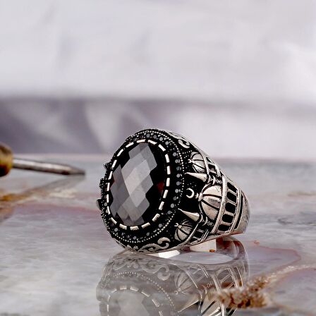 ZİRKON TAŞLI MİNARE MODEL 925 AYAR GÜMÜŞ ERKEK YÜZÜK