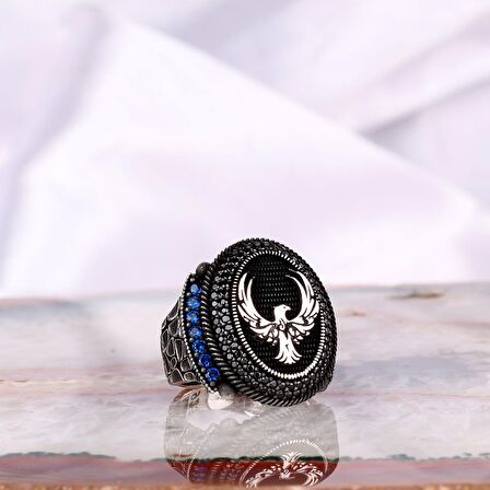 925 AYAR GÜMÜŞ MİKRO TAŞLI ANKA KUŞU MODEL YÜZÜK