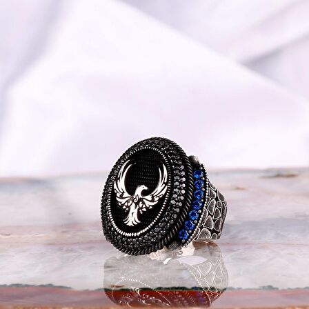 925 AYAR GÜMÜŞ MİKRO TAŞLI ANKA KUŞU MODEL YÜZÜK