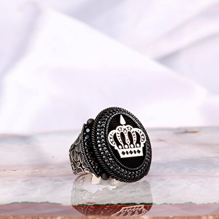 925 AYAR GÜMÜŞ MİKRO TAŞLI KRAL TACI MODEL YÜZÜK