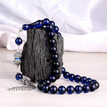 925 AYAR GÜMÜŞ MİNELİ PÜSKÜLLÜ 10 MM DAMLA KEHRİBAR TESBİH